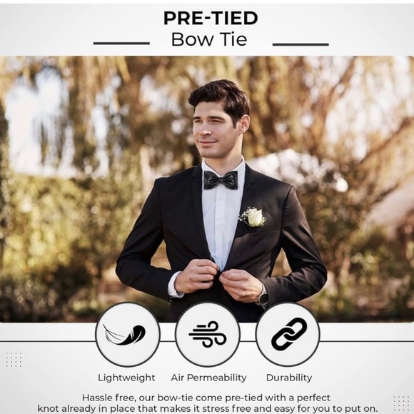 HOMECOMING, Prom, Graduation etc. Pre-Tied BOW TIE Gold faux Leather; Adjustable - Picture 3 of 3